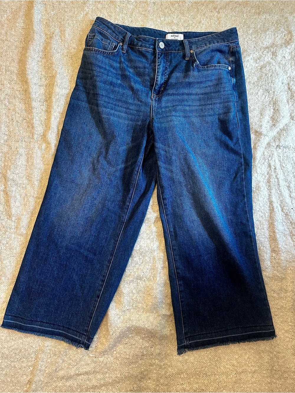 Edited Hunter McGrady Womens High Rise Wide Leg Crop Jeans Medium Wash Size 8